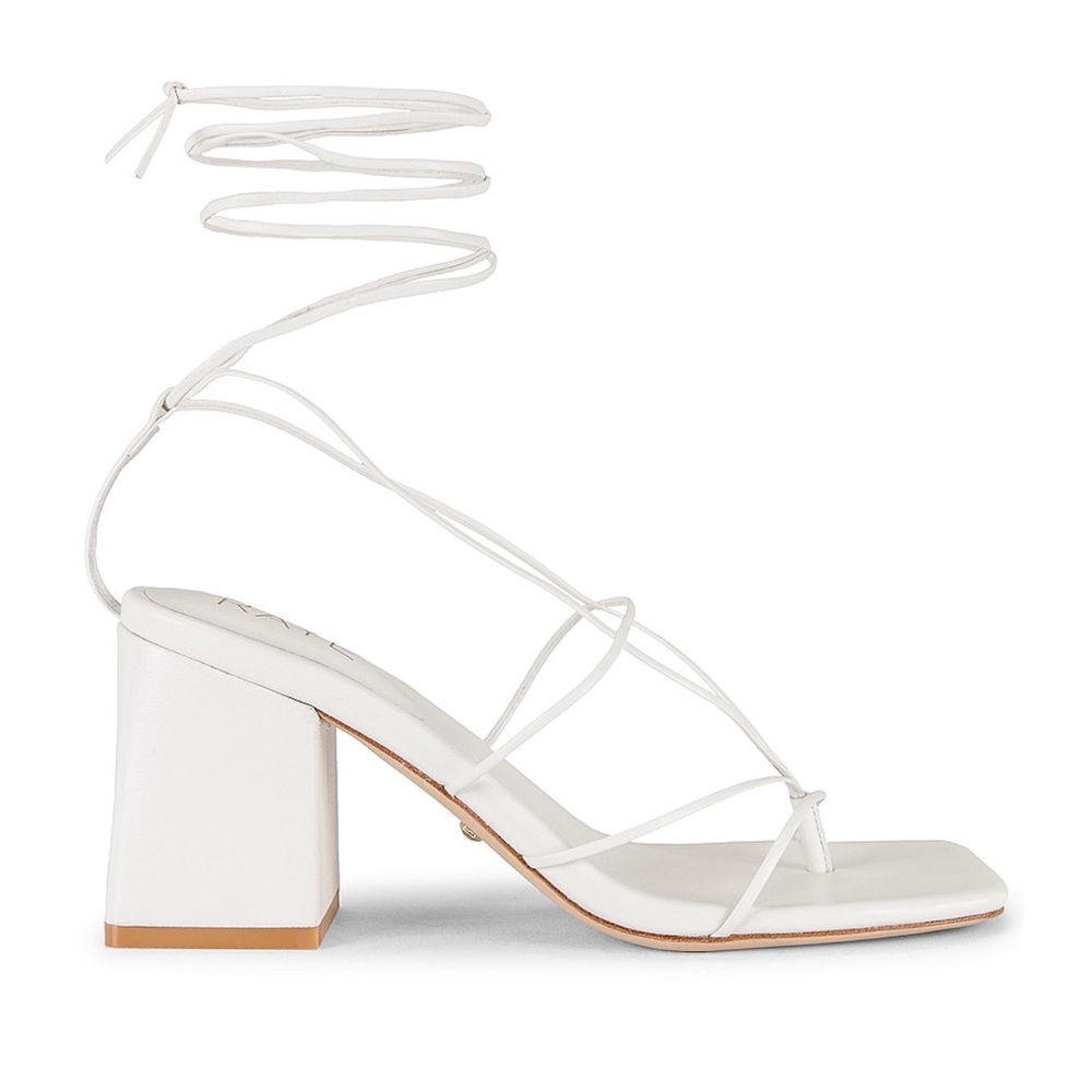 RAYE White Strappy Block Heel Sandals